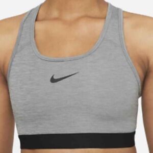Nike Pro Dri Fit Swoosh Racerback Sports Bra Black Gray S